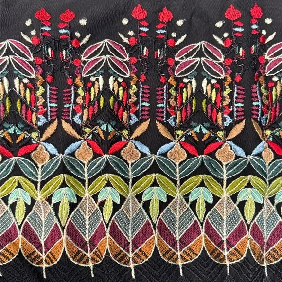 ASOS Embroidered Black Mesh Tulle Dress Size 14 - Picture 3 of 11